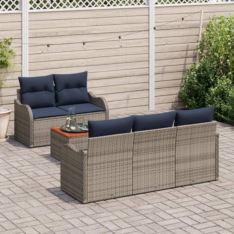 vidaXL 6 Piece Garden Sofa Set with Cushions - 69.3×24.4×27.2