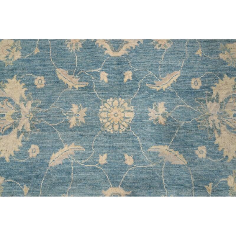 Hand Knotted Oriental 100% Wool Carpet Traditional Floral Navy Blue & Blues Kazak Area Rug - 11' 8'' X 9' 1''