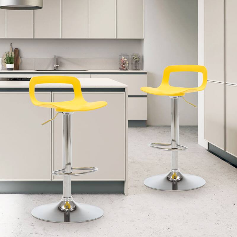 Adjustable Barstools Airlift Counter Bar Pub Height Stools with Plastic Seat Set of 2