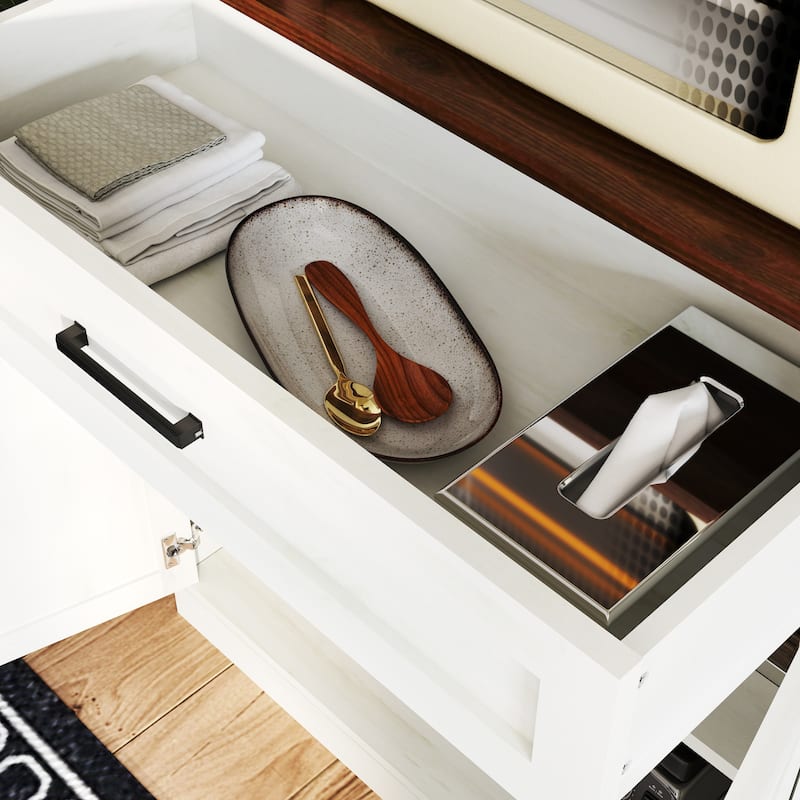 71"Kitchen Pantry Sideboard with Cabinet and Drawer, with Hutch and Glass Holder, Microwave Stand with Charging Station
