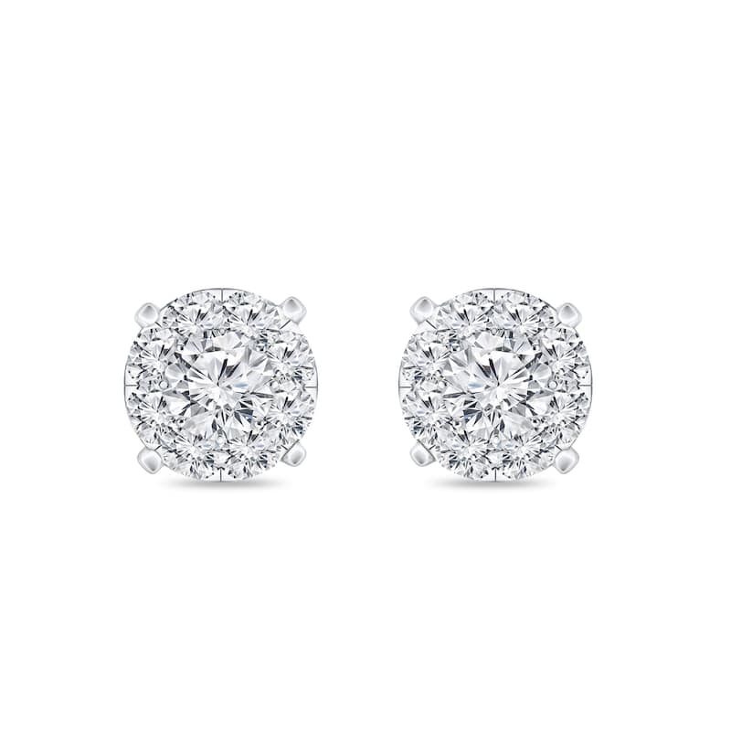 Auriya 14k Gold 1/4ctw Round Halo Pave Diamond Stud Earrings (H-I, I1-I2)