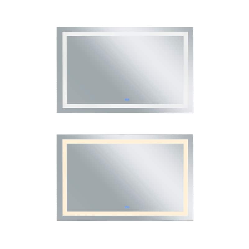 36" x 70" Abril Matte White Rectangle LED Wall Mirror - White