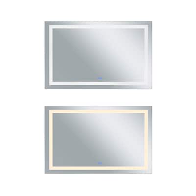 36" x 70" Abril Matte White Rectangle LED Wall Mirror