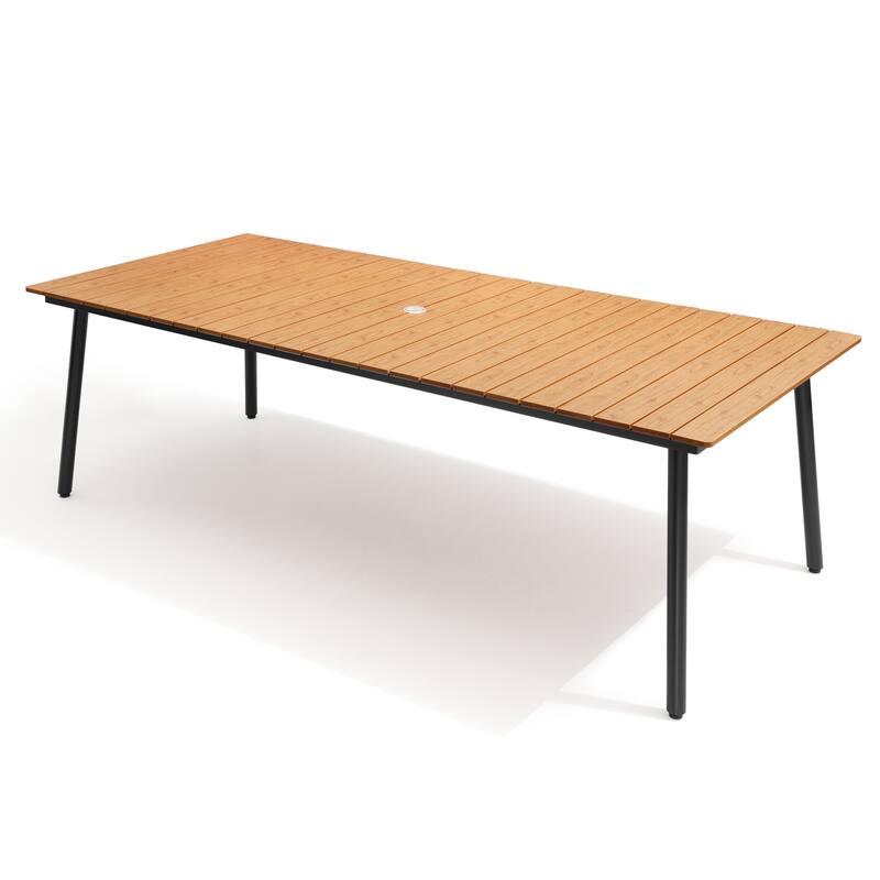 Pellebant Outdoor Rectangle Aluminum Dining Table with Umbrella Hole