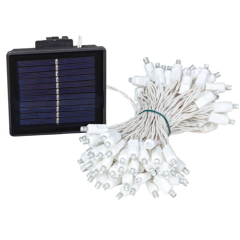 Novelty Lights 100 Light Solar LED Christmas Mini Light Set, 44 Feet - White