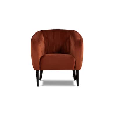 Modern Burnt Orange Tufted Barrel Accent Chair