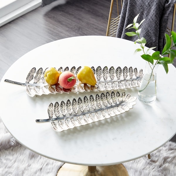 Silver Metal Contemporary Tray (Set of 2) - 27 x 8 x 2. Opens flyout.