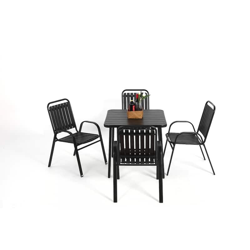 5-Piece Plastic chair and steel table Outdoor Dining Set, plastic Chairs and Table Set for Garden Patio