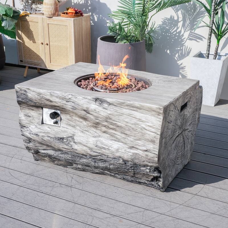 8-Seat Modular Outdoor PE Rattan Sofa Set with Multifunctional Terrafab Composite Fire Pit Table