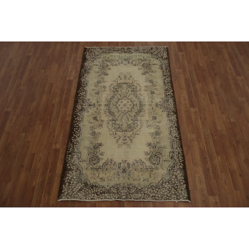 Hand Knotted Oriental 100% Wool Carpet Transitional Floral Beige & Ivories Anatolian Area Rug - 7' 0'' X 3' 11''