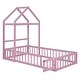 preview thumbnail 10 of 13, Pink Twin Size Wooden Floor Bed with Detachable Headboard