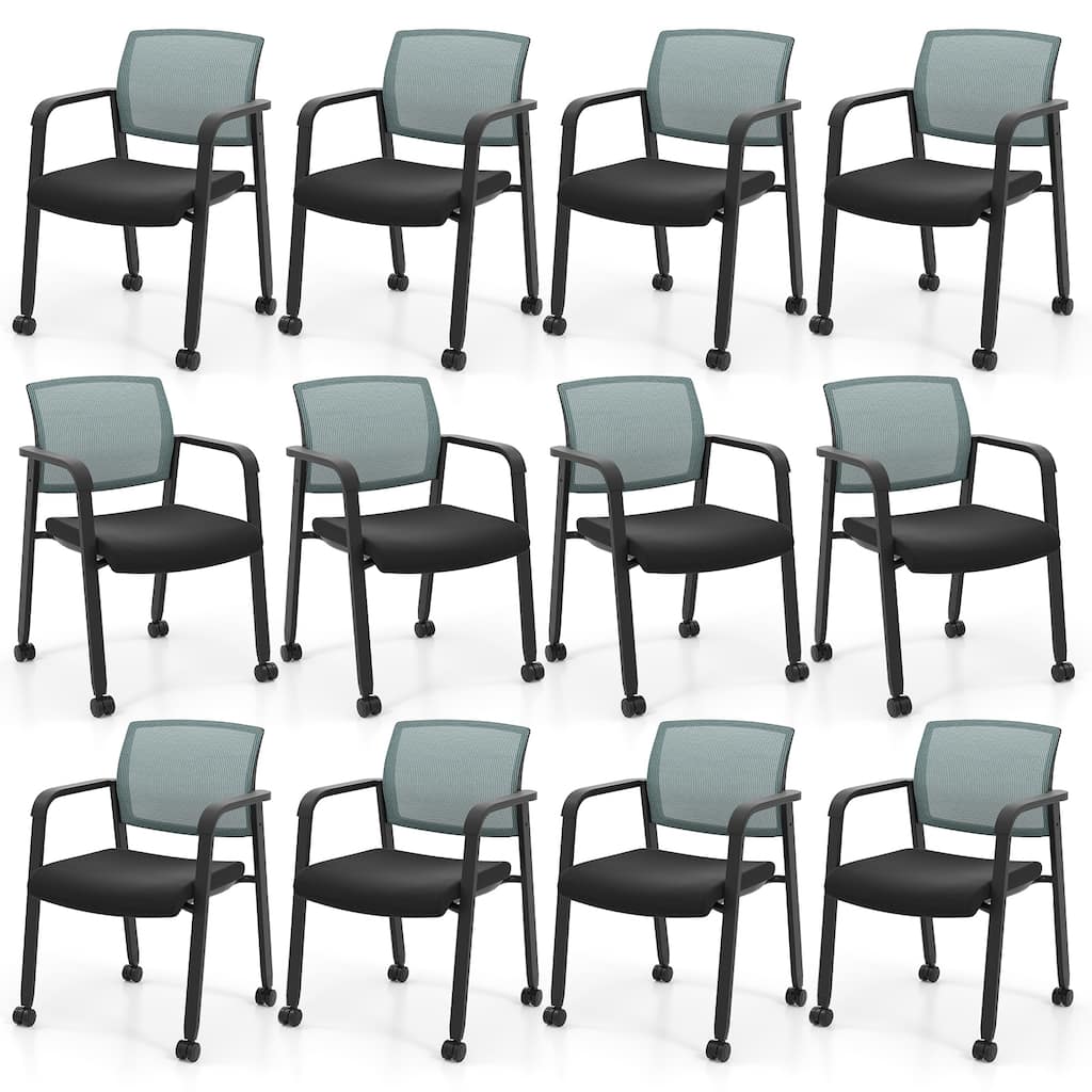 Gymax 12 PCSC Conference Chairs Stackable Office Guest Mesh Chair
