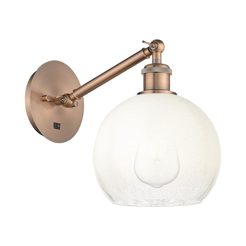 Innovations Lighting 317-1W-11-8 Brookhaven Globe Sconce Brookhaven - Antique Copper / Opal