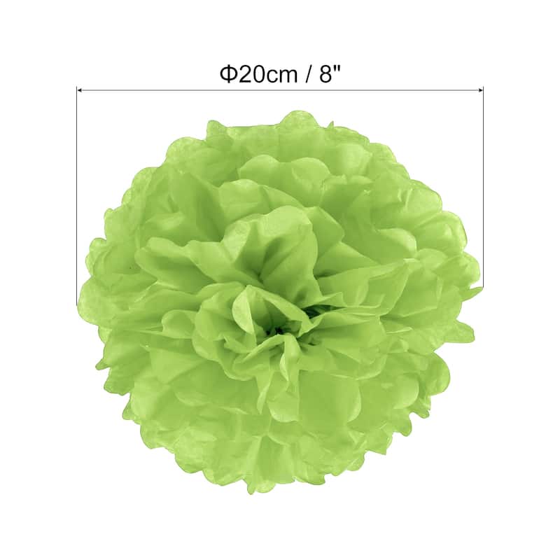 5Pcs 8" Tissue Pom Poms Paper Flowers Ball Party Wedding Decor - Lime Green