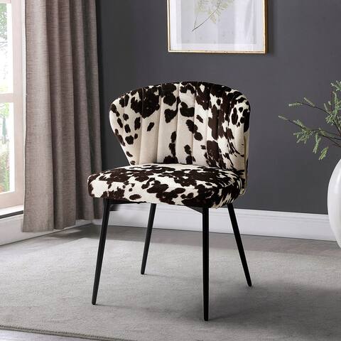 Nataniele 20.5" Contemporary Cowhide Side Chair with Tufted Back by HULALA HOME