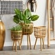 preview thumbnail 15 of 27, Bamboo Bohemian Planter ( Set of 3) - S/3 26", 23", 20"H Brown - Grid & Wavy