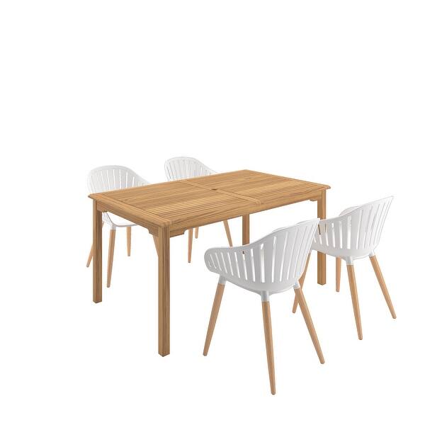 Shop Amazonia Collins Teak Finish 5 Piece 7 Piece Outdoor