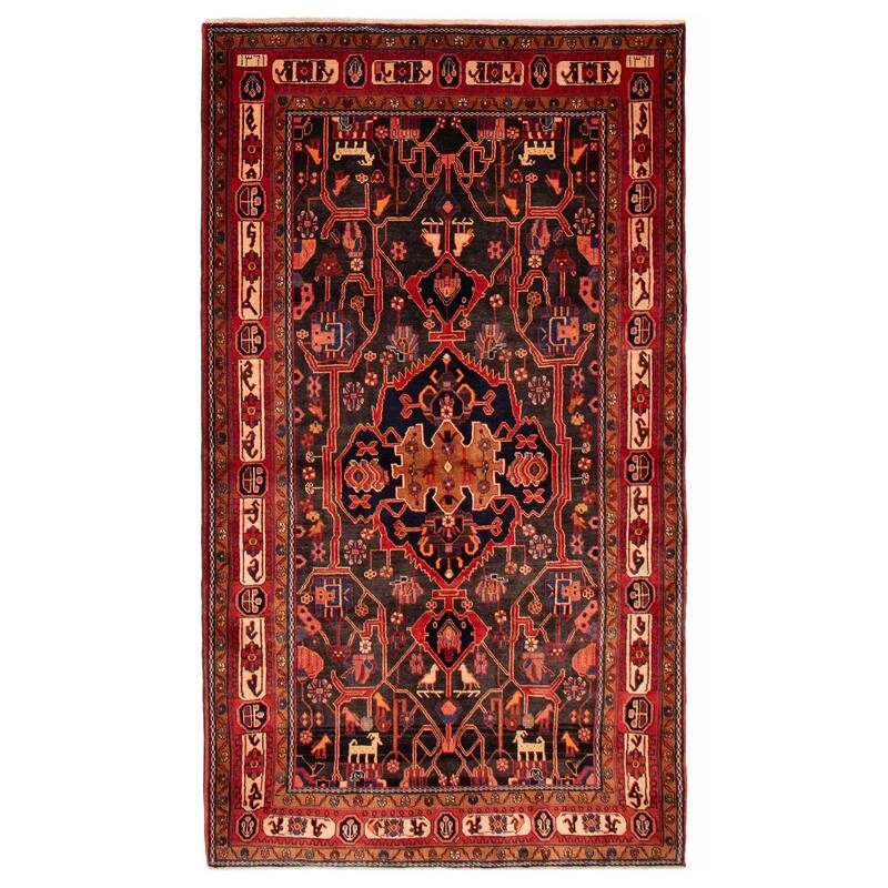 ECARPETGALLERY Hand-knotted Anatolian Vintage Black, Red Wool Rug - 5'2 x 9'1 - Black/ Red - 5'2 x 9'1