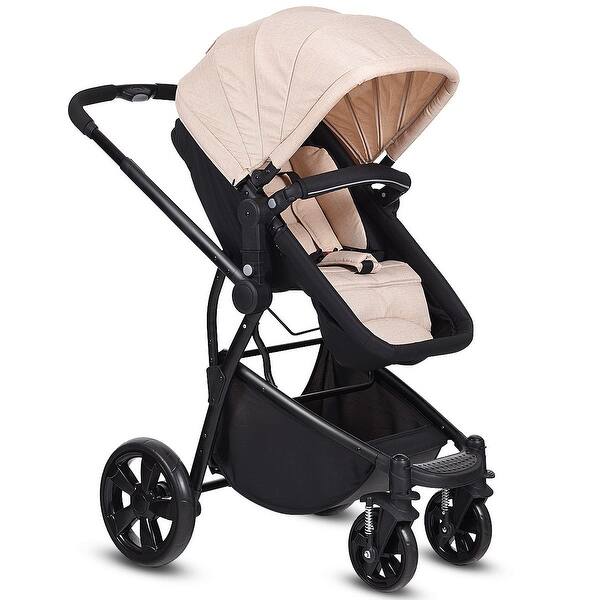 Shop Costway 2 In 1 Folding Aluminum Baby Stroller Buggy Newborn Travel Pushchair Beige Overstock 22649852