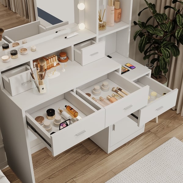 bedroom wooden dressing table design Newly designed smart mirror with drawers and storage cabinet,with dressing pad for bedroom, dressing room - Bed Bath & Beyond dressing table design wood with mirror Unique Wedding Dresses | AUG2026DROP1 Featuring three mirrors and Color:Burgundy Blush Gold