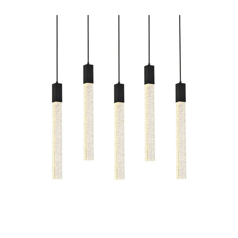 Modern Pendant Light - 5 Light Ceiling Fixture for Living Room, Dining Room, Black Finish - 144