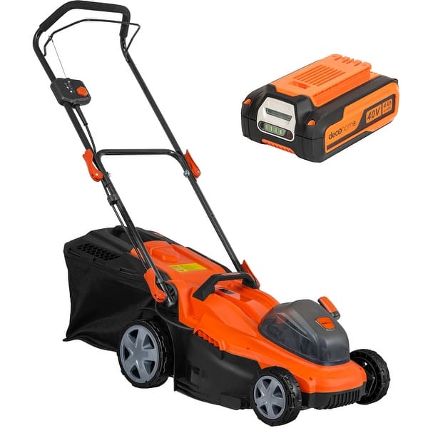 Deco Home Cordless Lawn Mower 16 Deck, 40V Battery, Push Start, 45L Grass Bag, Side Chute