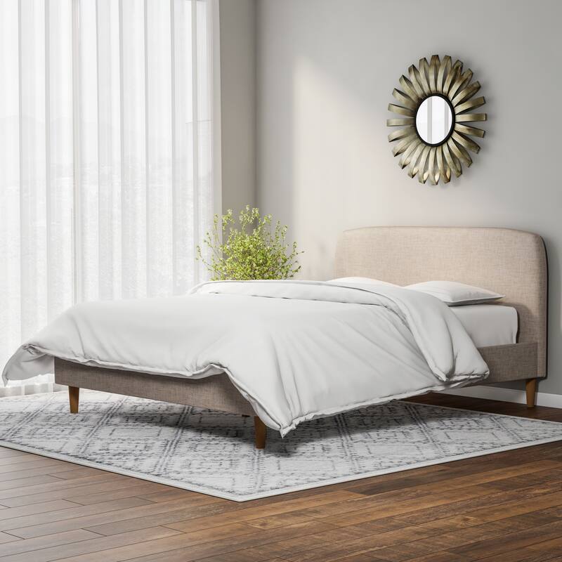 Mid-Century Fabric Upholstered Platform Bed by Baxton Studio