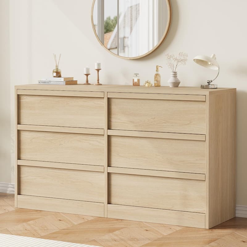 6/7/8 Drawer Dresser for Bedroom, Modern Wooden Chest of Drawers Dresser Organizer - 6-drawer - Natural