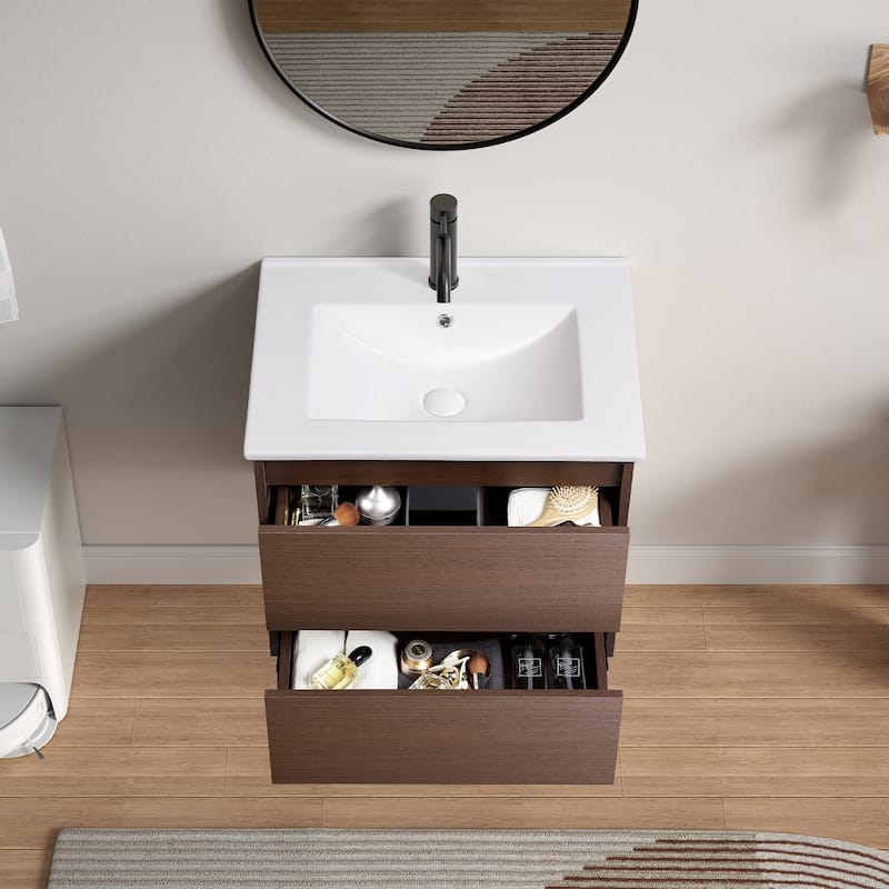 Wall Mounted Floating Single Bathroom Vanity, Without Sink