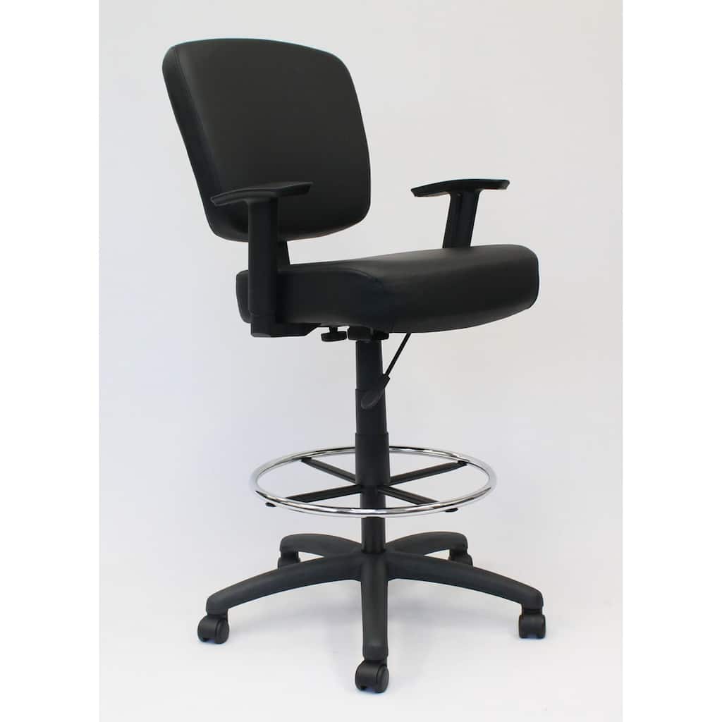 Hya Heavy Duty Swivel Office Stool, Footring & Adjustable Arms, Black