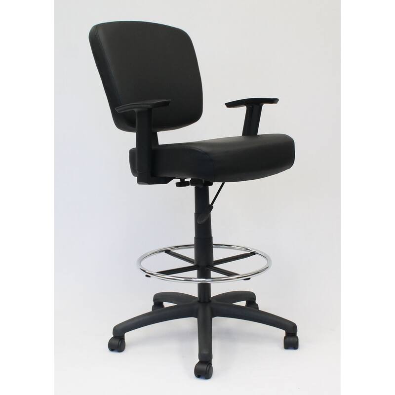 Hya Heavy Duty Swivel Office Stool, Footring & Adjustable Arms, Black