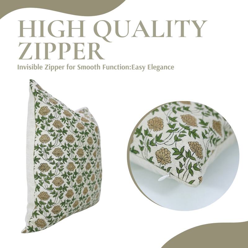 Fabdivine Soft Cotton or Linen Hand Block Print Floral Pillow Cover for Home Décor