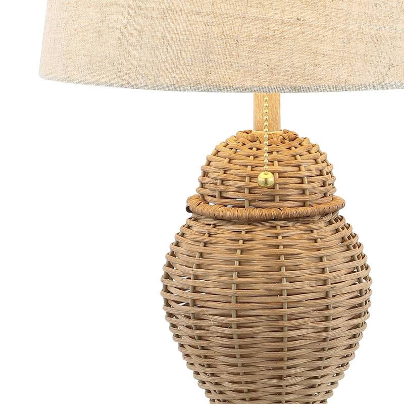 Hunter Wicker 20.5" Bohemian Rustic Iron LED Table Lamp, by JONATHAN Y
