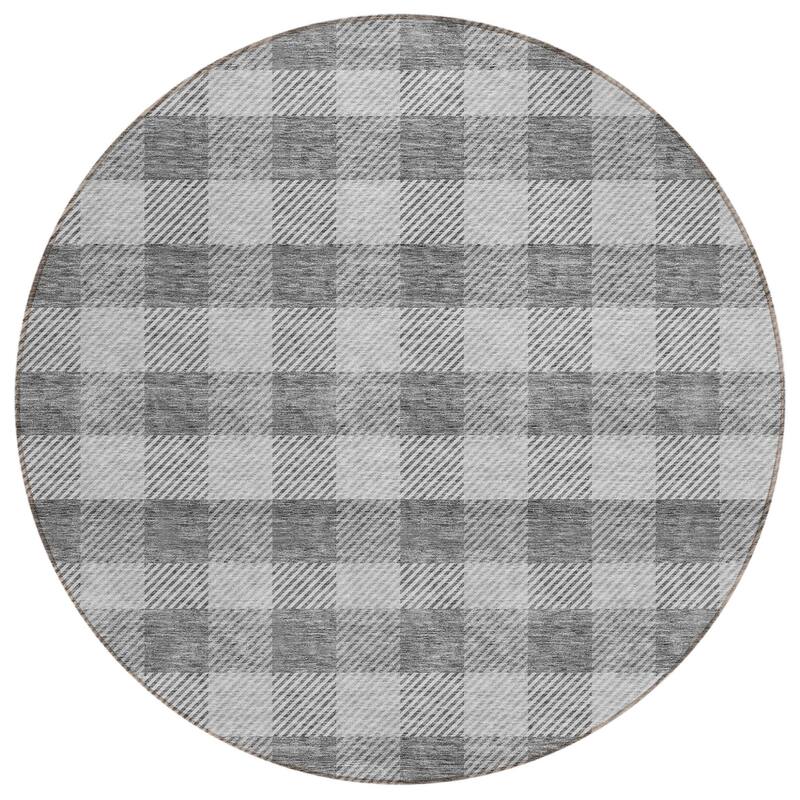 HomeRoots Plaid Transitional Rectangle Outdoor Rug