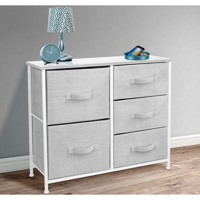 Dresser w/ 5 Drawers - Furniture Storage Tower Unit for Home, Bedroom