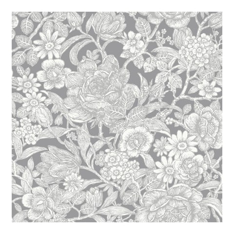 Hedgerow Grey Floral Trails Wallpaper - 20.5 x 396 x 0.025