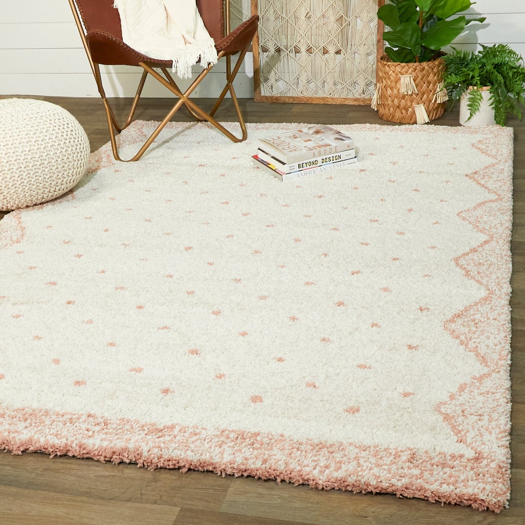 Crivelli Geometric Polka Dot Shag Area Rug