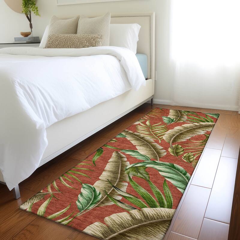 Premium Washable Super Soft Tropical Palms Mayfield Rug - Spice - 2' 3" x 7' 6" - Runner