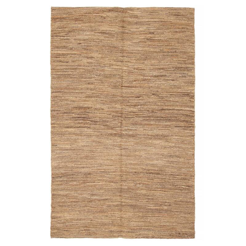 ECARPETGALLERY Flat-Weave Natural Khaki Wool Tapestry Kilim - 4'7 x 7'1 - Khaki - 4'7 x 7'1