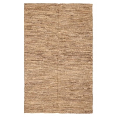 ECARPETGALLERY Flat-Weave Natural Khaki Wool Tapestry Kilim - 4'7 x 7'1