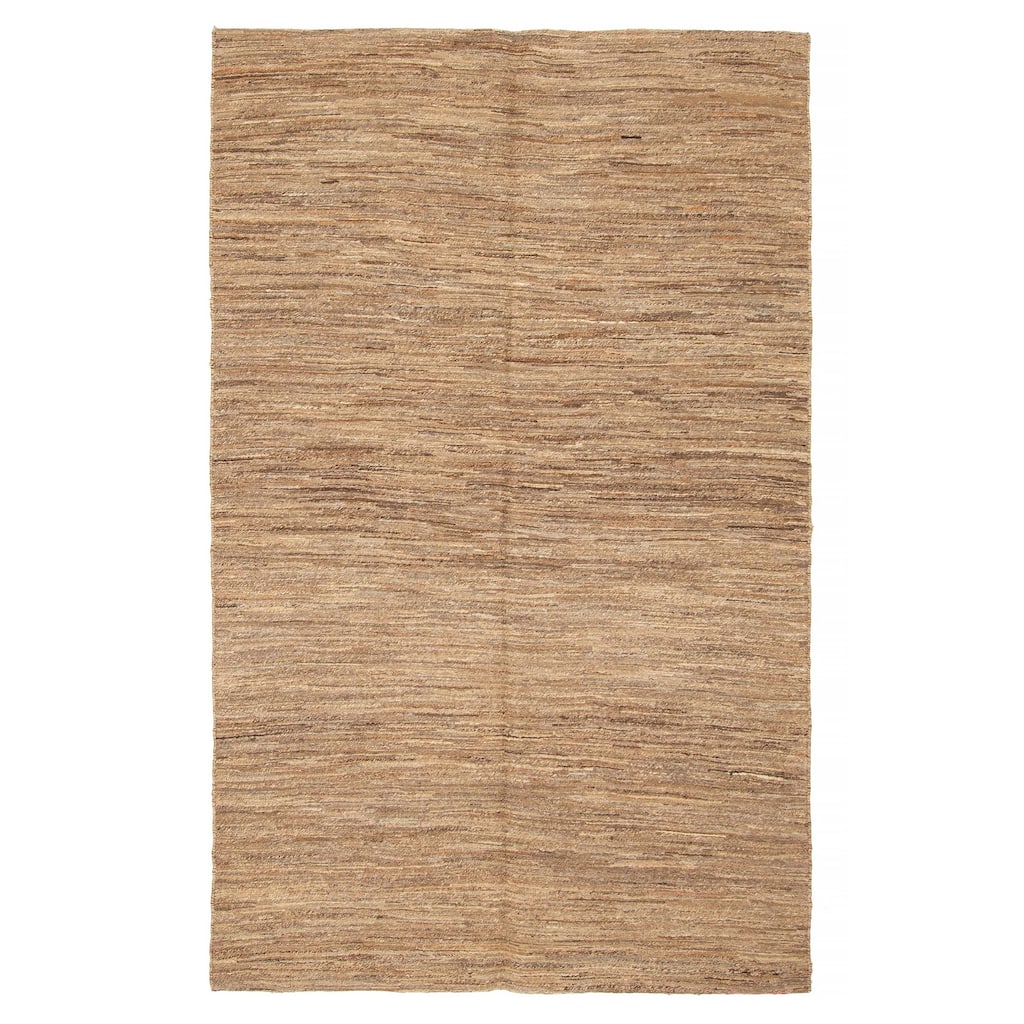 ECARPETGALLERY Flat-Weave Natural Khaki Wool Tapestry Kilim - 4'7 x 7'1