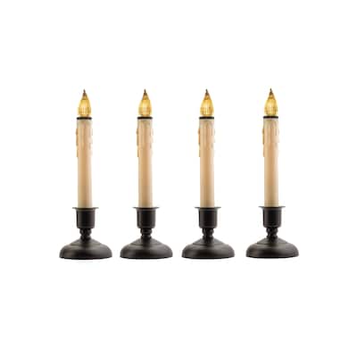 LED Window Candles with Timer - 9" - Beige and Brown - Set of 4