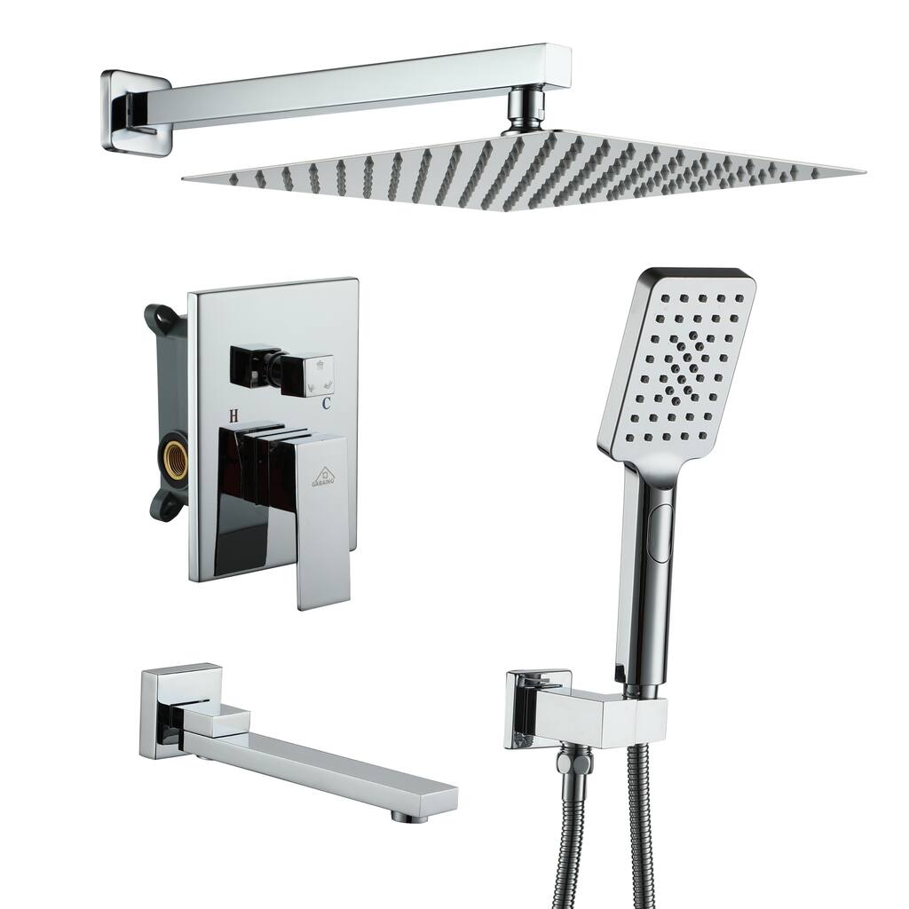 Pressure-Balanced Shower Faucet with Rough-in Valve, Trim, and Diverter