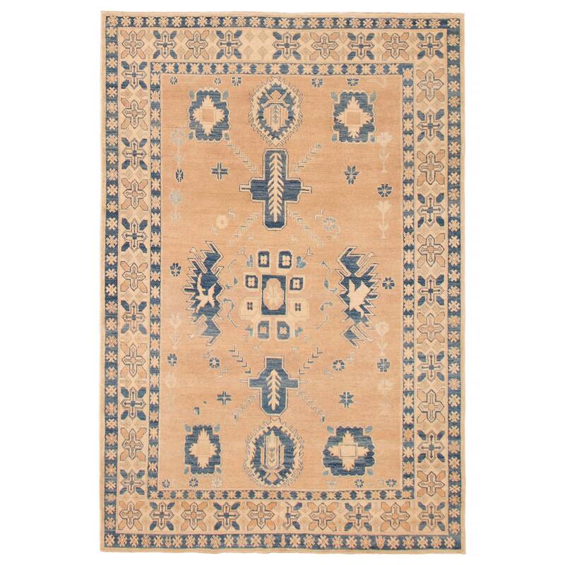 ECARPETGALLERY Hand-knotted Finest Ghazni Brown Wool Rug - 6'6 x 10'0 - Light Brown - 6'6 x 10'0