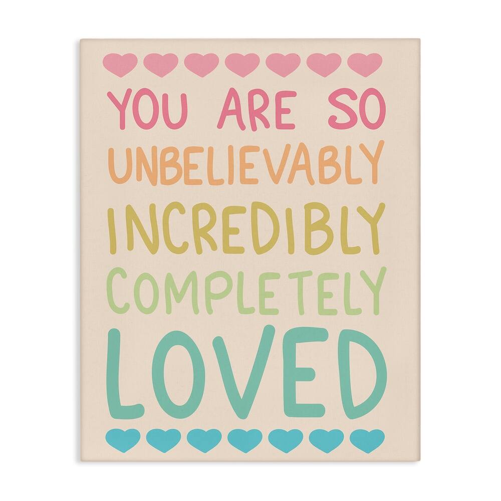 Stupell Completely Loved with Hearts Canvas Wall Art Design By Sweet Melody Designs
