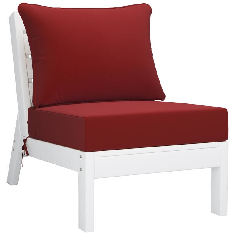 Polytrends Birchwood All Weather HDPE Outdoor Patio Deep Seating White Sofa With Cushions (3-Piece)