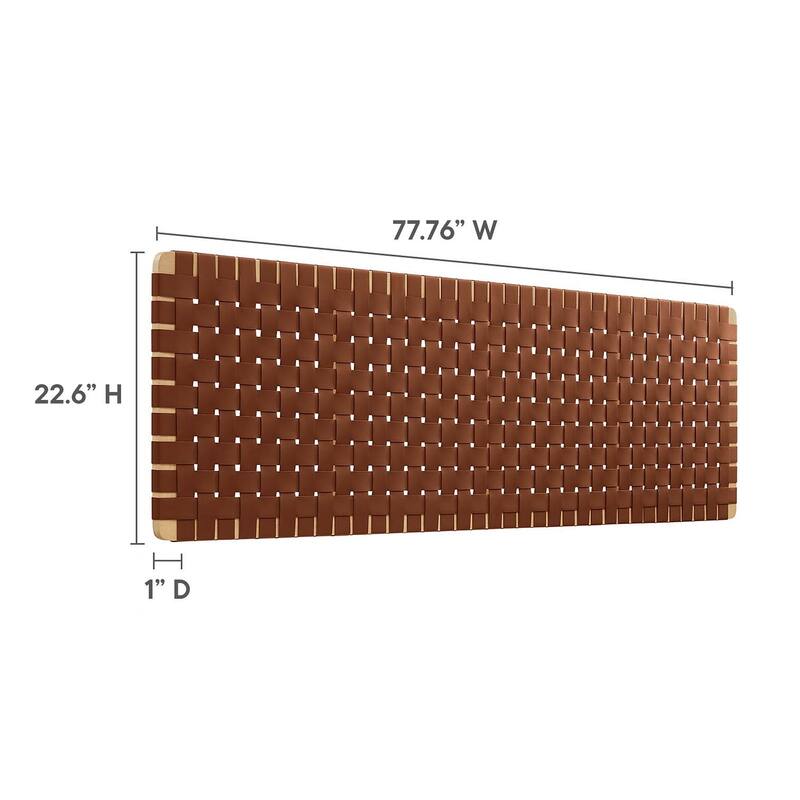Ditmas Solid Wooden Brown Leather Basket Weaved Floating King Size Headboard