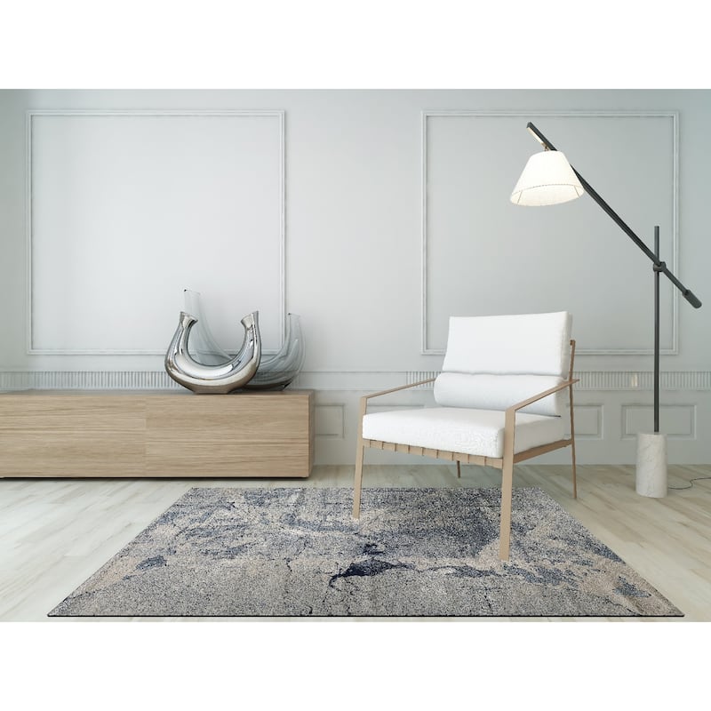 Porch & Den Somes Abstract Area Rug - 7'10" x 10'0" - Grey/Blue