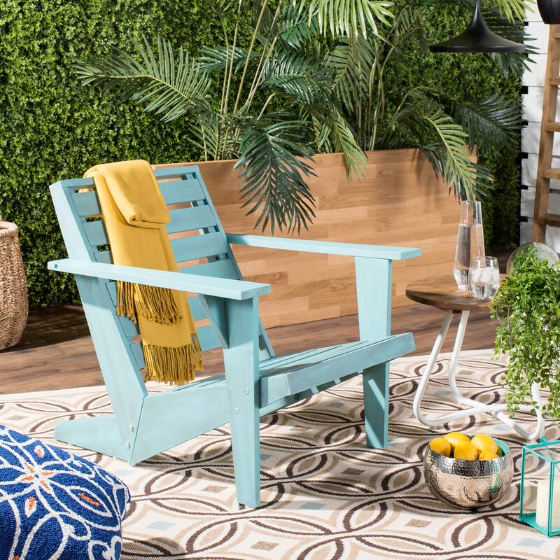 SAFAVIEH Outdoor Janiya Adirondack Chair - 30W x 28D x 32H - Beach House Blue