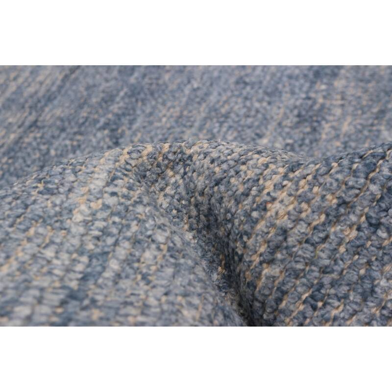 ECARPETGALLERY Hand-knotted Loreto Denim Blue Silk Rug - 5'10 x 8'10